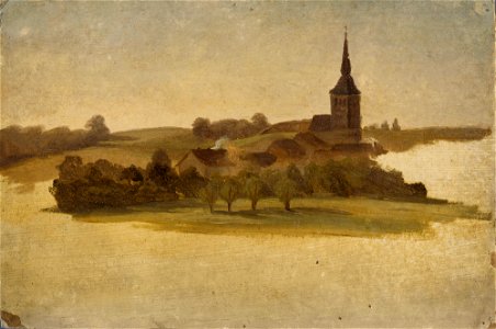 Werner Holmberg - View Towards Erkrath Church, study - A I 471-42 - Finnish National Gallery