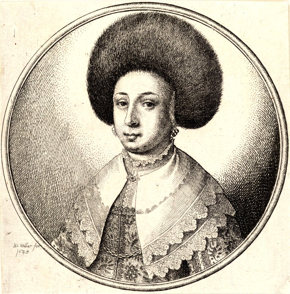 Wenceslas Hollar - Woman with large fur cap, earrings and wrap