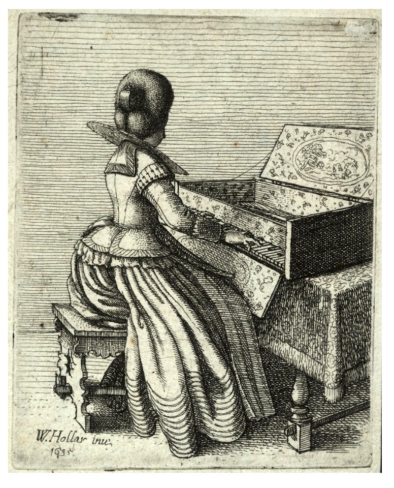 Wenceslas Hollar - Woman playing a clavichord