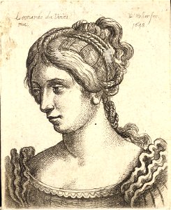 Wenceslas Hollar - Woman with with many plaits. Free illustration for personal and commercial use.
