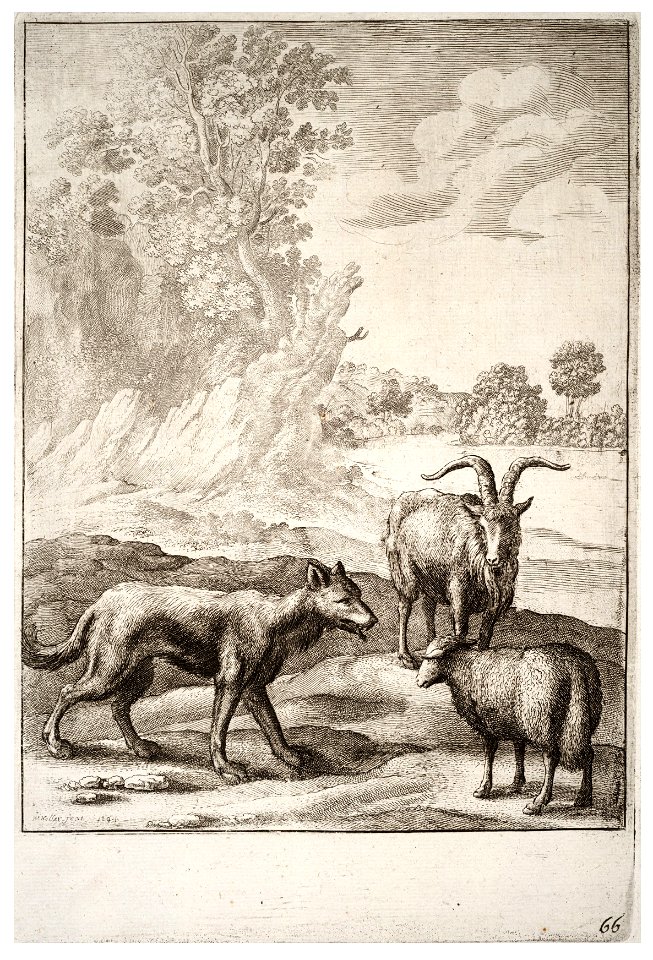 Wenceslas Hollar - The wolf and the lamb (State 2)