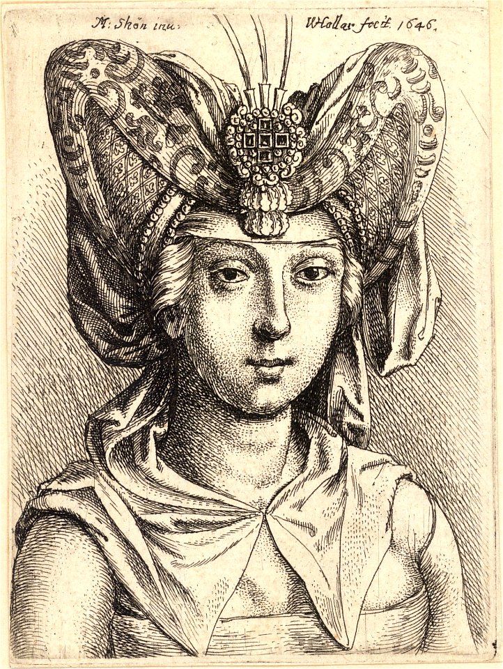 Wenceslas Hollar - Woman with a turban, after Schongauer