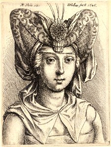 Wenceslas Hollar - Woman with a turban, after Schongauer. Free illustration for personal and commercial use.