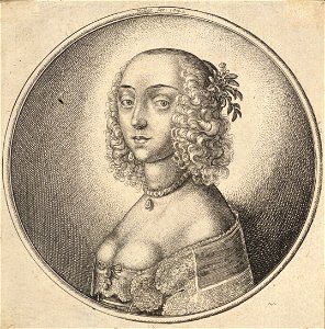 Wenceslas Hollar - Woman with curly hair drawn back. Free illustration for personal and commercial use.