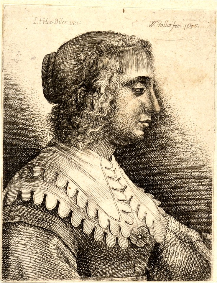 Wenceslas Hollar - Young woman with scalloped collar, after Bijert (State 1)