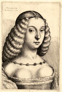 Wenceslas Hollar - Young woman with hair in rolls, after Bonsignori. Free illustration for personal and commercial use.