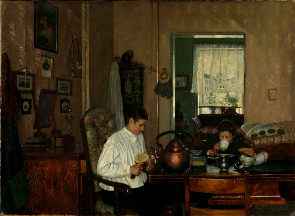 Gustav Wentzel - Breakfast I. The Artist's Mother and Brother - NG.M.00610 - National Museum of Art, Architecture and Design