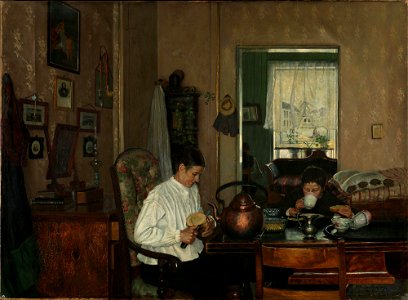 Gustav Wentzel - Breakfast I. The Artist's Mother and Brother - NG.M.00610 - National Museum of Art, Architecture and Design