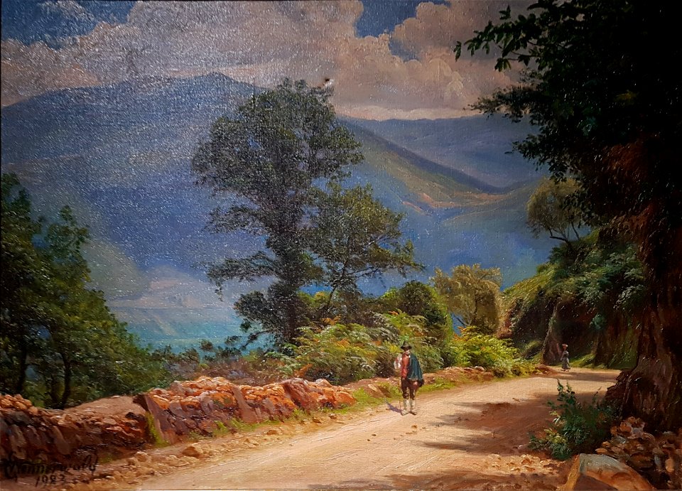 Emil Wennerwald - Vandrende i sommerligt italiensk landskab - 1923