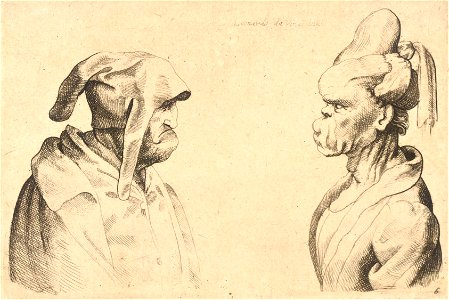 Wenceslas Hollar - Two deformed heads (State 2) 5. Free illustration for personal and commercial use.