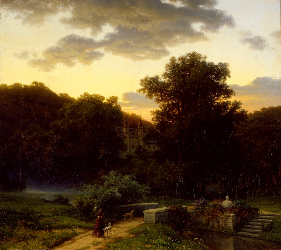 Werner Holmberg - Linnanpuisto auringonlaskun jälkeen - A I 91 - Finnish National Gallery