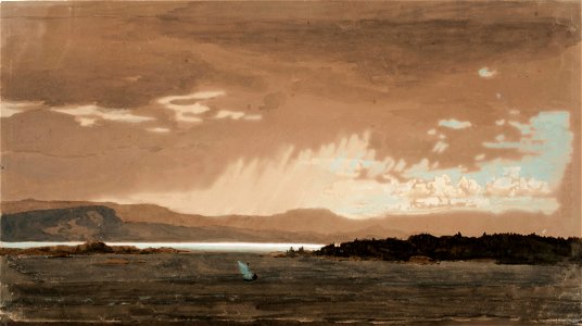 Werner Holmberg - Rain at a fjord near Kristiania