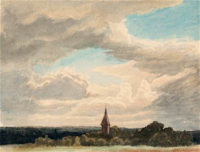 Werner Holmberg - Steeple in a Landscape in Odenthal, Study - A I 470-32 - Finnish National Gallery