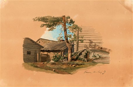 Werner Holmberg - Kallioinen pihamaa, jonka keskellä kasvaa mänty - A I 470-152 - Finnish National Gallery
