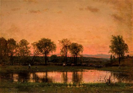 Evening Glow by Worthington Whittredge. Free illustration for personal and commercial use.
