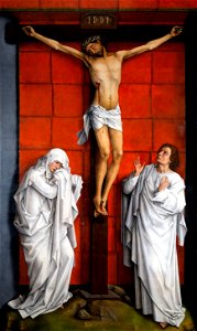Weyden Christ on the Cross with Mary and St John. Free illustration for personal and commercial use.