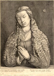 Wenceslas Hollar - Woman with unloosened hair, after Dürer (State 2). Free illustration for personal and commercial use.