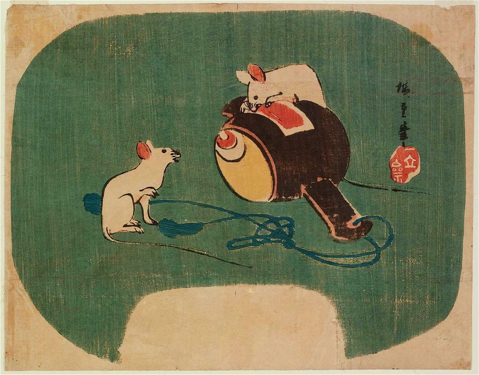 White Mice with Daikoku's Magic Mallet by Hiroshige