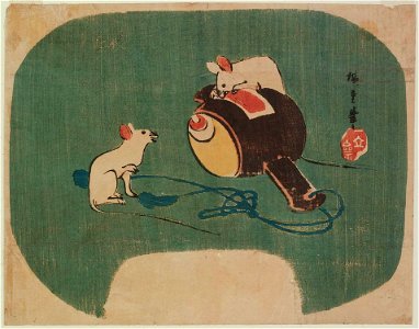 White Mice with Daikoku's Magic Mallet by Hiroshige