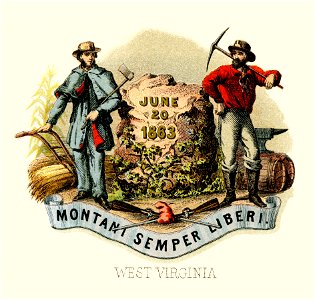 West Virginia state coat of arms (1876, restored TIF). Free illustration for personal and commercial use.