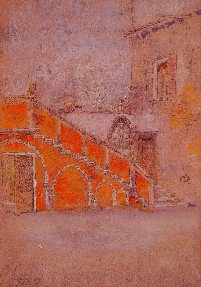 Whistler James The Staircase Note in Red 1880