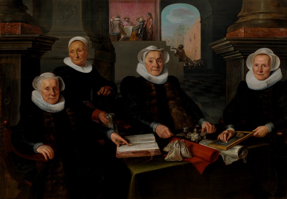 Werner van den Valckert - Drie regentessen en de binnenmoeder van het leprozenhuis te Amsterdam - SA 7419 - Amsterdam Museum