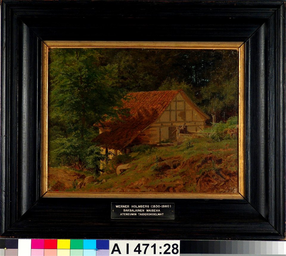 Werner Holmberg - Rakennuksia metsässä, harjoitelma - A I 471-28 - Finnish National Gallery