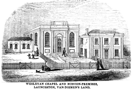Wesleyan Chapel and Mission-Premises, Launceston, Van-Diemen's Island (p.66, June 1855) - Copy