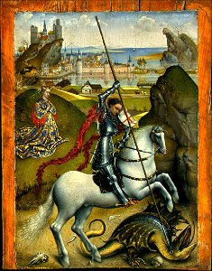 Rogier van der Weyden - Saint George and the Dragon, NGA, Washington. Free illustration for personal and commercial use.