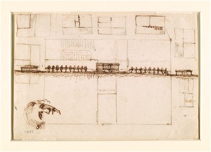 White House, Washington, D.C. Sketch - President's house-executive offices, south elevation LCCN2002711966