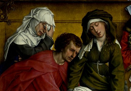 Weyden, Rogier van der - Descent from the Cross - Detail Mary of Clopas, Saint John the Evangelist and Mary Salome. Free illustration for personal and commercial use.