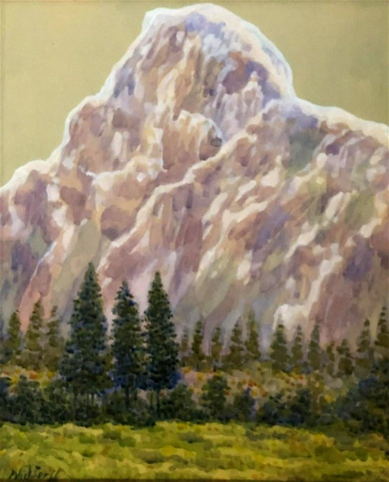 Watercolor painting of mountain by Gunnar Widforss