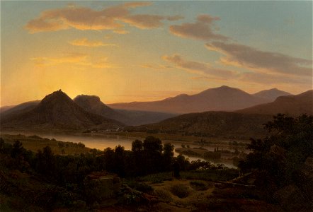 Sunrise, View of Drachenfels from Rolandseck by Thomas Worthington Whittredge