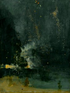 Whistler-Nocturne in black and gold. Free illustration for personal and commercial use.