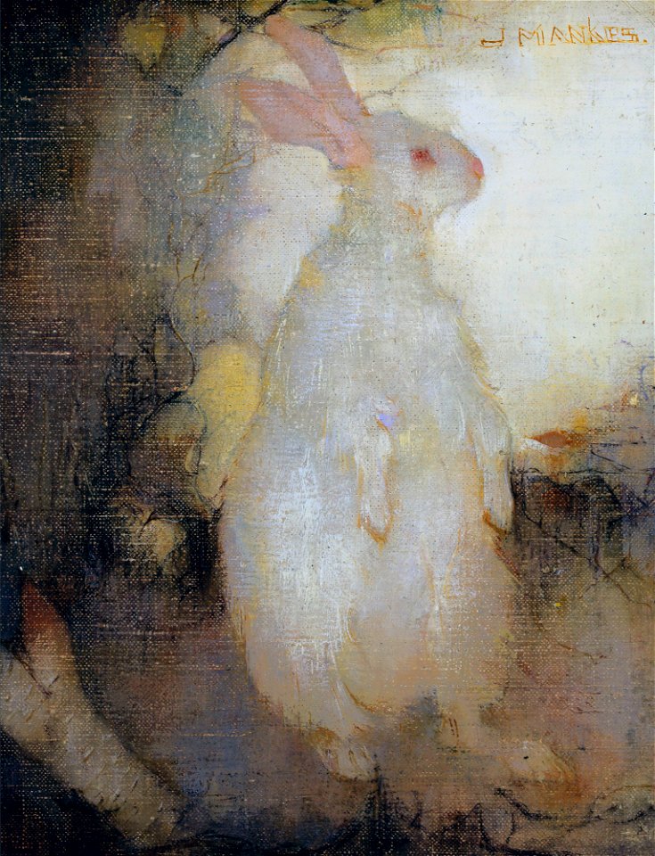 White rabbit, standing, by Jan Mankes