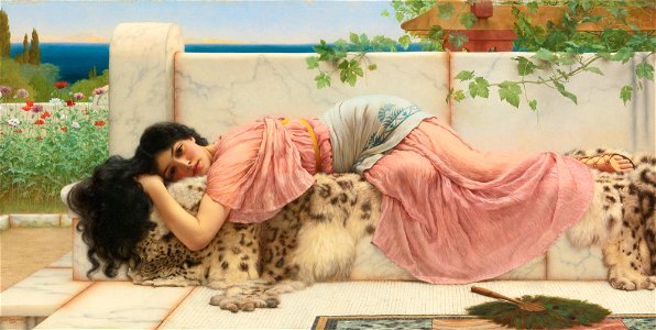 When the heart is young, by John William Godward. Free illustration for personal and commercial use.