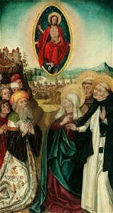 Wiener Maler (Umkreis Meister des Schottenaltars) - Vision des hl. Dominikus von Christus mit den drei Lanzen - 4950 - Kunsthistorisches Museum