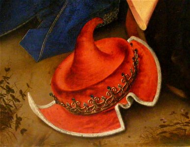 Weyden, Rogier van der - Adoration of the Magi - Detail hat. Free illustration for personal and commercial use.
