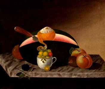 Still Life with Fruit and Gold Band Cup by Thomas Wightman, 1832