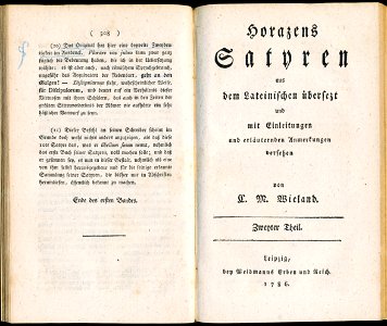 Wieland, Horazens Satyren II (1786), title page