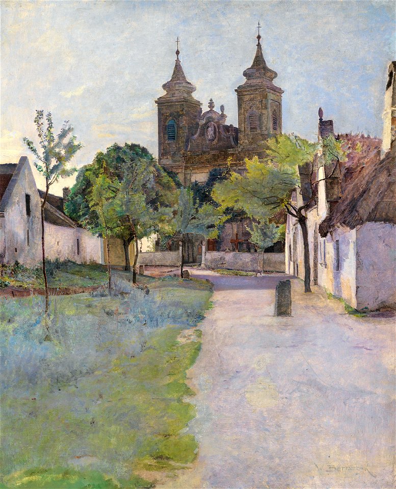 Wilhelm Bernatzik Blick auf einen Kirchenvorplatz