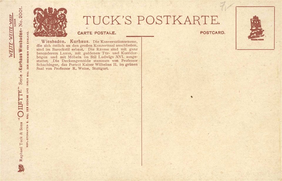 Wiesbaden, Hessen - Kurhaus, Konversationsräume (2) (back) (Zeno Ansichtskarten)