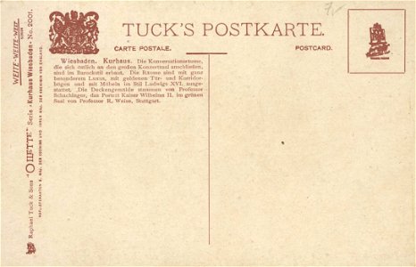 Wiesbaden, Hessen - Kurhaus, Konversationsräume (2) (back) (Zeno Ansichtskarten)
