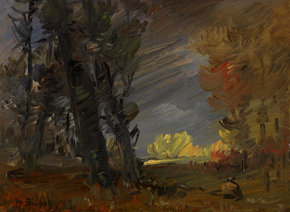 Wilhelm Busch Waldrand mit sonnenbeschienener Baumgruppe