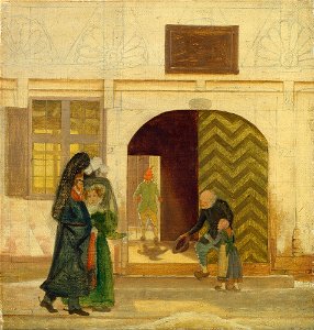 Wilhelm Bendz - Outside the Odense poorhouse. - Google Art Project