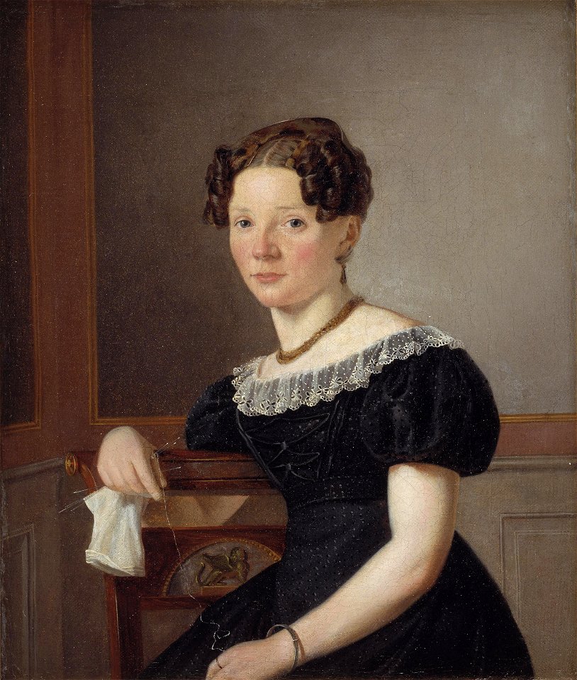 Wilhelm Bendz - Dame med strikketøj. En af kunstnerens søstre (^) - KMS6927 - Statens Museum for Kunst