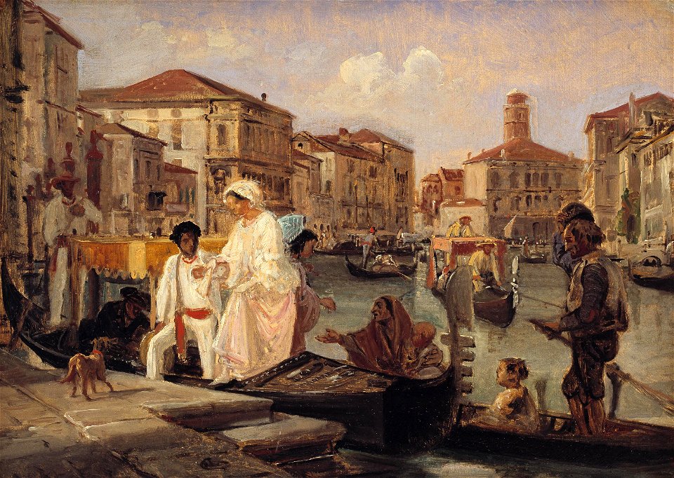 Wilhelm Marstrand - Alighting from a Gondola in Venice - KMS1558 - Statens Museum for Kunst