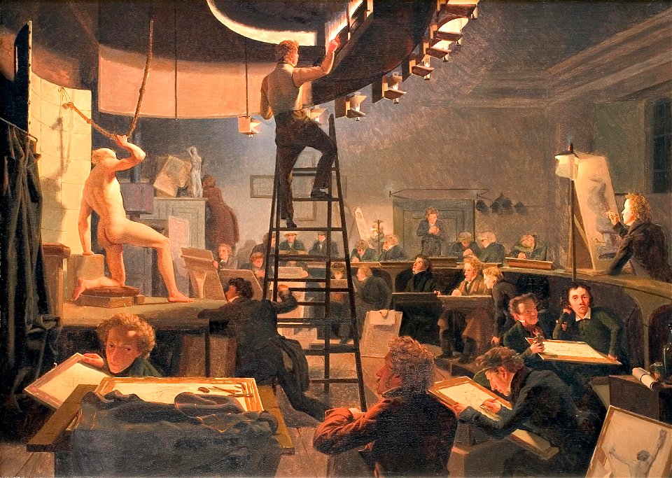 Wilhelm Bendz - The Life Class at the Royal Academy of Fine Arts - KMS54 - Statens Museum for Kunst