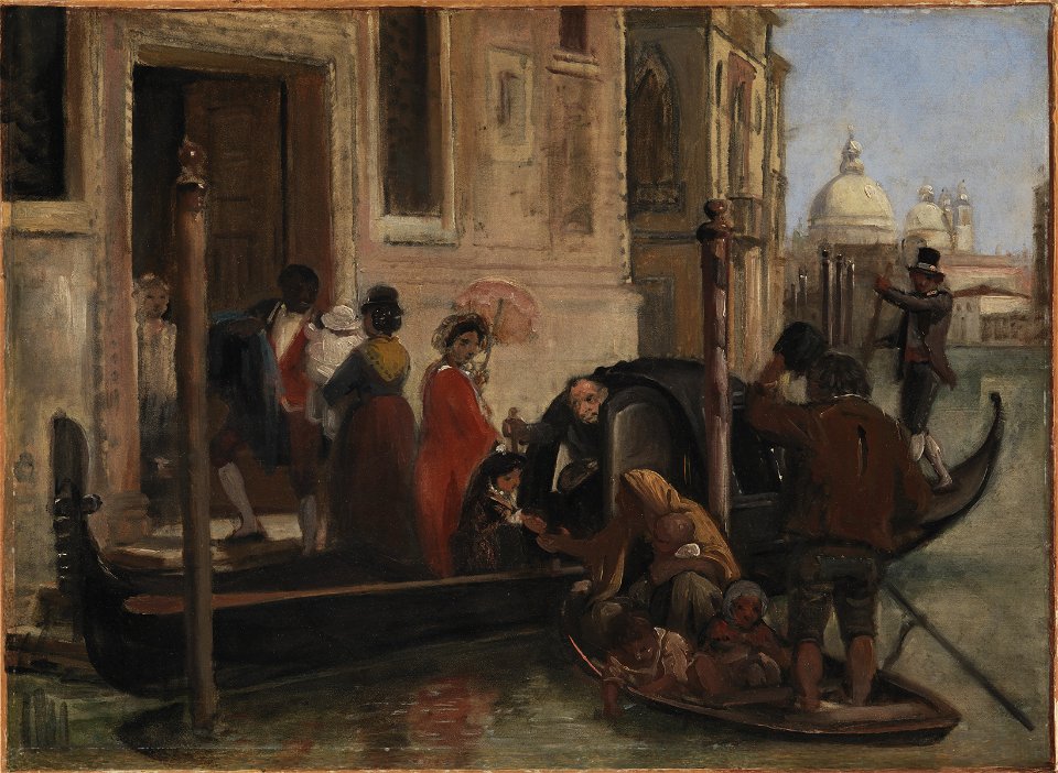 Wilhelm Marstrand - Landing in Venice. In the Distance S. Maria delle Salute - KMS2045 - Statens Museum for Kunst