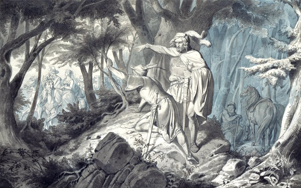 Wilhelm Camphausen - Tristan and Kadin Secretly Watch Isolde out Riding - Google Art Project